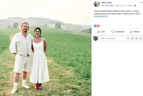 Image of Caption: Mario and Susi on their wedding day at the family farm