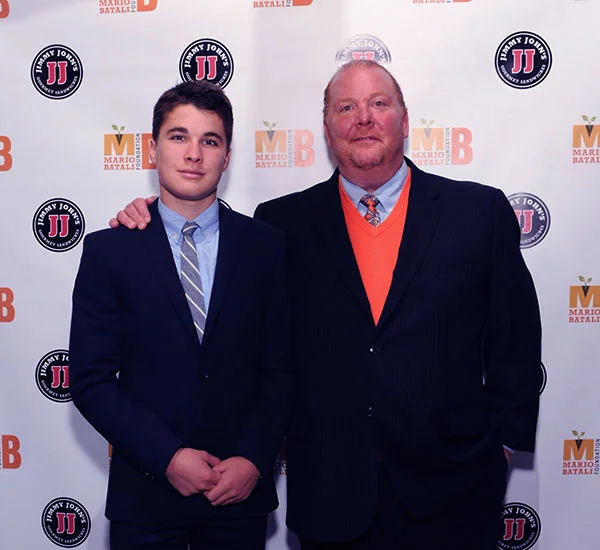 Image of Caption: Mario Batali with his son Leo Cahn