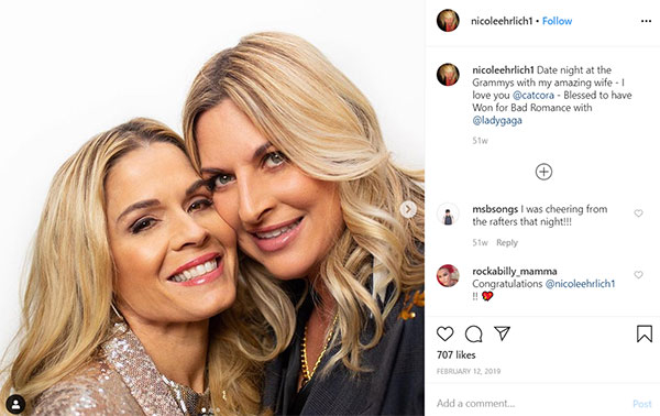 Image of Caption: Cat Cora with wife Nicole Ehrlich