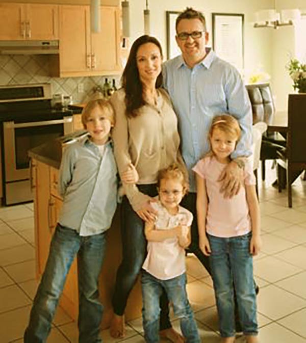 Image of Rob Feenie wife Michelle along with kids Devon and Jordan and a daughter, Brooklyn.
