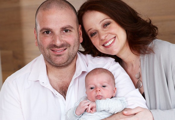George Calombaris's wife, Natalie Tricarico and kid