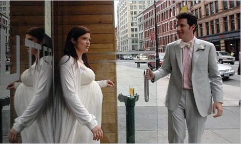 Wedding photo of Alex Guarnaschelli and her ex-husband, Brandon Clark.