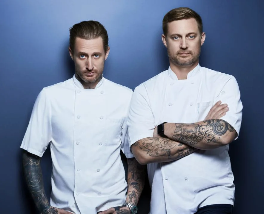 Image of renowned chef, Bryan Voltaggio with his brother 