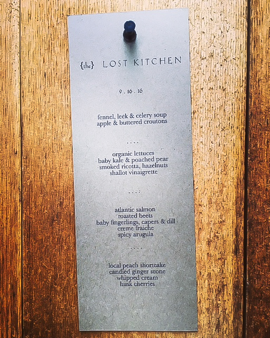 The Lost Kitchen Menu and food prices