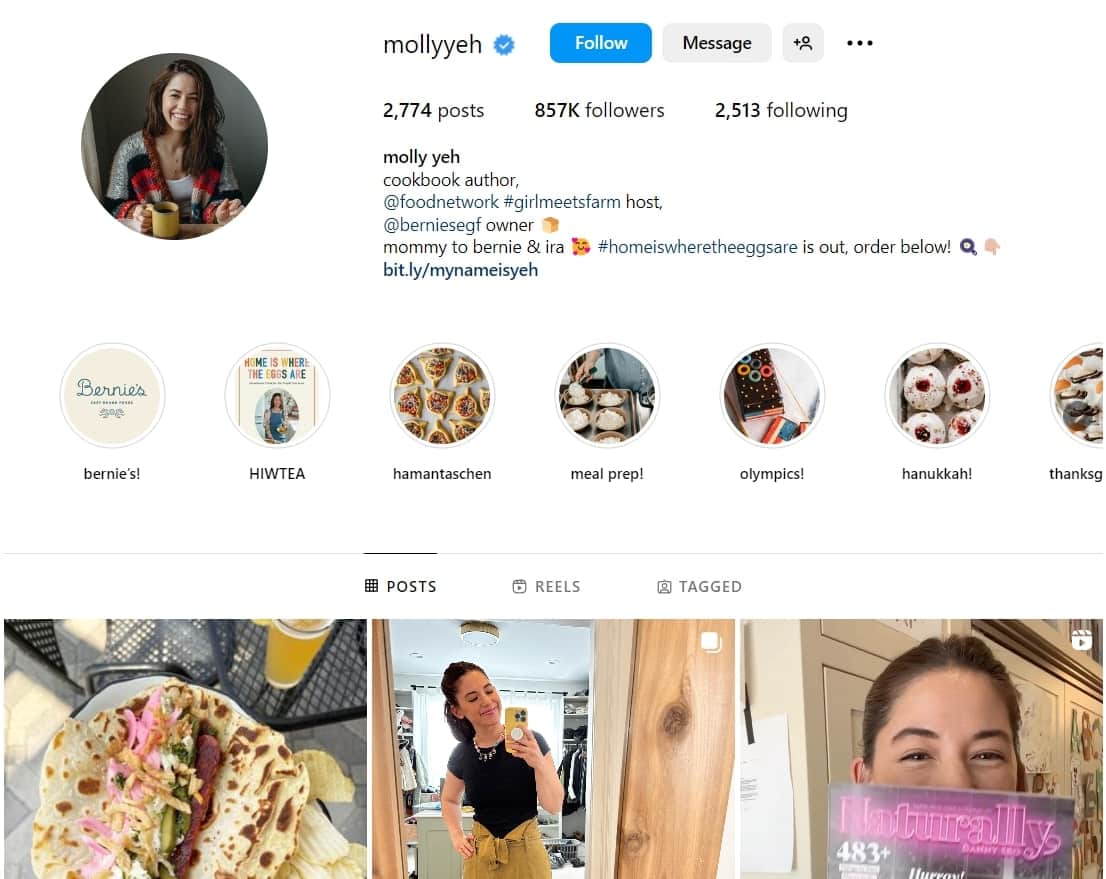 Image of Molly Yeh's Instagram account
