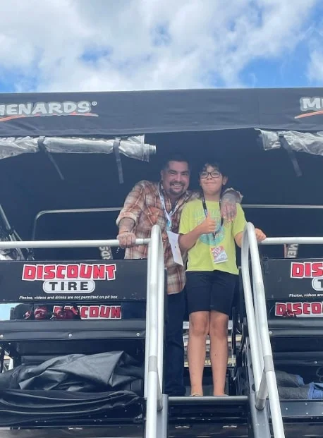 Image of Chef Aaron Sanchez with his son, Yuma